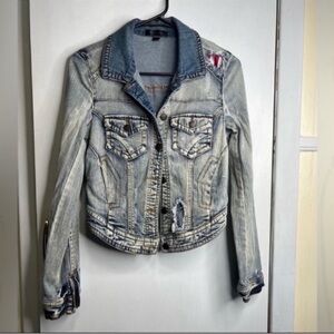 Fire Los Angeles Denim American Flag Jacket